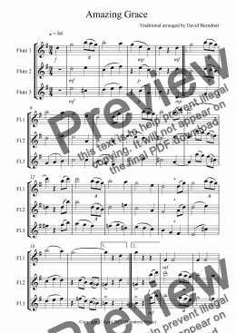page one of Amazing Grace for Flute Trio