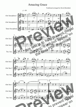 page one of Amazing Grace for Saxophone Trio