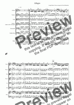 page one of Allegro by Fiocco for String Orchestra