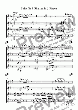 page one of Suite fr Vier Gitarren in 5 Sätzen