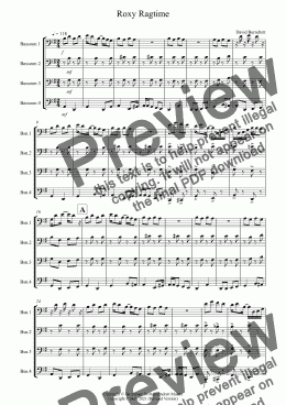 page one of Roxy Ragtime for Bassoon Quartet