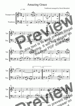 page one of Amazing Grace for Trumpet and Trombone Duet