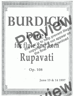 page one of Duet for flute and horn "Rupavati", Op. 108