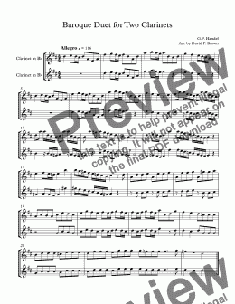 page one of Baroque Duet for Two Clarinets