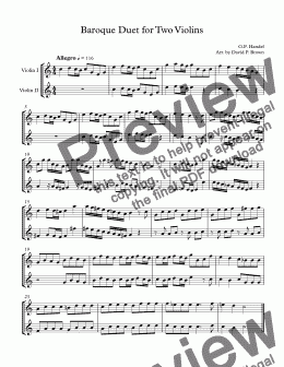 page one of Baroque Duet for Two Violins