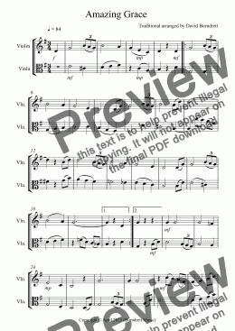 page one of Amazing Grace for Violin and Cello Duet