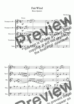page one of Fair Wind - Brass Quintet