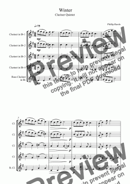 page one of Winter - Clarinet Quintet
