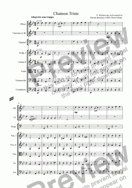 page one of Tchaikovsky Chanson Triste for Orchestra