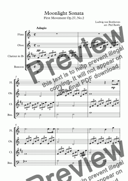 page one of Moonlight Sonata - Wind Quartet