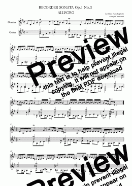 page one of RECORDER SONATA Op.1 No.3  ALLEGRO