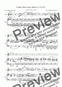 page one of Mendelssohn: Lieder ohne Worte, Book 4, #22 in F for flute and piano
