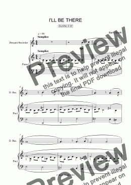 page one of I'll be There (recorder)