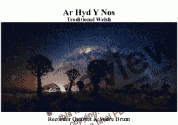page one of All Through the Night (Ar Hyd Y Nos) for Recorder Quartet & Snare Drum