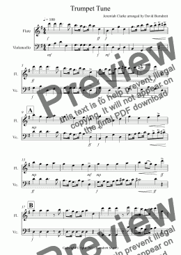 page one of Trumpet Tune for Flute and Cello Duet