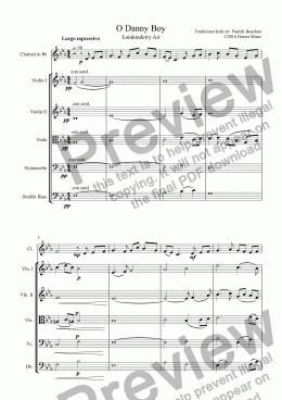page one of O Danny Boy for Clarinet and Strings
