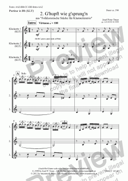 page one of G'hupft wie g'sprung'n (KLT/Score in Bb & Parts)