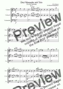 page one of Drei Menuette für Streich-Trio W.A.Mozart