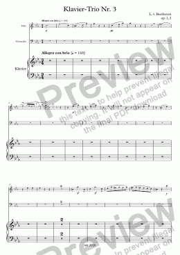 page one of Beethoven, Klavier-Trio op. 1 Nr. 3 – Flöte (anstelle Violine)