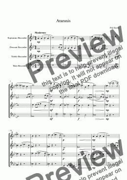 page one of Ataraxis - Recorder Quartet