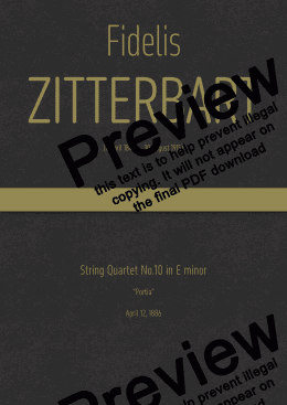 page one of Zitterbart - String Quartet No.10 in E minor