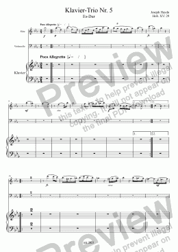 page one of Haydn, Klavier-Trio Nr. 5 Es-Dur Hob. XV: 29 – Flöte (anstelle Violine)