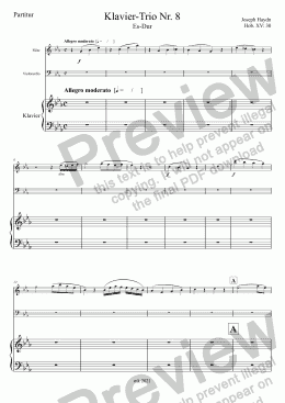 page one of Haydn, Klavier-Trio Nr. 8 Es-Dur Hob. XV: 30 – Flöte (anstelle Violine)