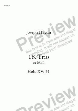 page one of Haydn, Klavier-Trio Nr. 18 es-Moll Hob. XV: 31 – Flöte (anstelle Violine)