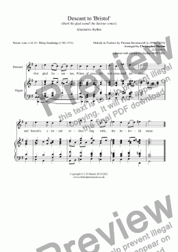 page one of Descant to 'Bristol' (Hark the glad sound! the Saviour comes) Alternative rhythm