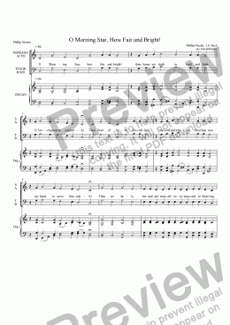 page one of "O Morning Star, How Fair and Bright" for Choir SAB & Organ