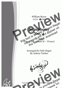page one of Organ: Symphony No. 4 in F major (Op. 2, Part II - Vivace) - William Boyce