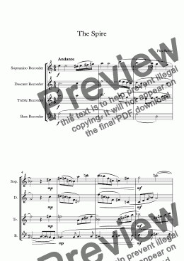 page one of The Spire - Recorder Quartet