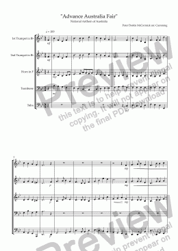 page one of Variations on "Advance Australia Fair" for Brass Quintet