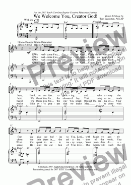 page one of We Welcome You, Creator God! (Echo Anthem)