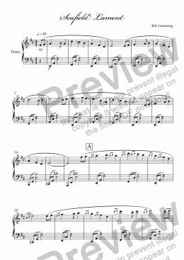 page one of "Seafield Lament" for Piano Solo