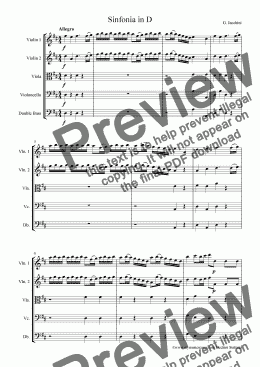 page one of Sinfonia in D