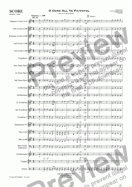 page one of O Come All Ye Faithful (Key of F) - Brass Band