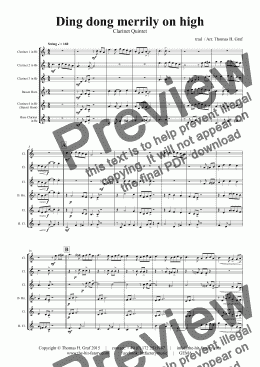 page one of Ding dong merrily on high - Christmas - Swing - Clarinet Quintet