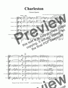 page one of Charleston - 20ths Classic - Clarinet Quintet - C