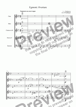 page one of Egmont Overture (wind quintet)