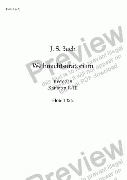 page one of Bach, J.S., Weihnachtsoratorium BWV 248 KANTATEN I-III – Flöte 1&2