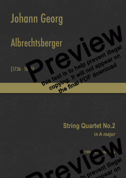 page one of Albrechtsberger - String Quartet No.2 in A major