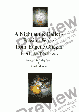 page one of A Night at the Ballet - Tchaikovsky, P. - Passion Waltz from 'Eugene Onegin' - arr. for String Quartet by Gerald Manning