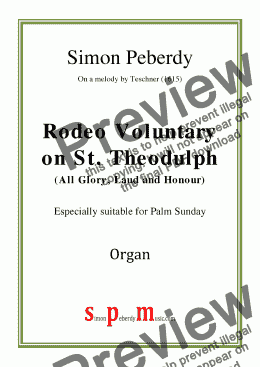 page one of Rodeo Organ Voluntary for Palm Sunday on St. Theodulph (All Glory Laud and Honour) by Simon Peberdy (on a melody by Teschner)