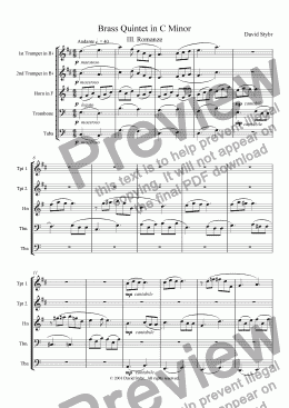 page one of Brass Quintet in C Minor: III. Romanze