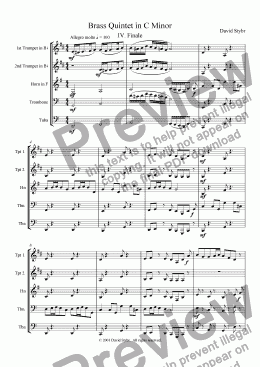page one of Brass Quintet in C Minor: IV. Finale: Allegro molto