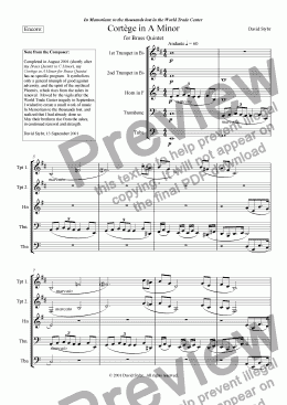 page one of Cortège in A Minor for Brass Quintet