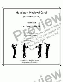 page one of Gaudete - Medieval Carol - Trombone Quartet