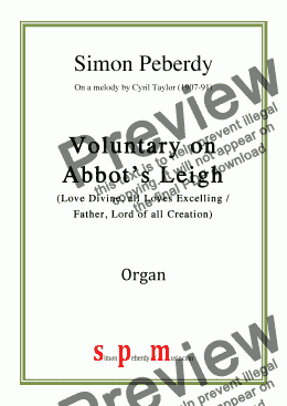 page one of Organ Voluntary on Abbot's Leigh (Love Divine / Father, Lord of all Creation) by Simon Peberdy (on a melody by Cyril Taylor)