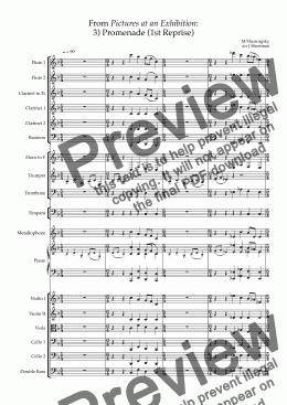 page one of MUSSORGSKY - Promenade (1st Reprise) from Pictures at an Exhibition (arranged for training orchestra)